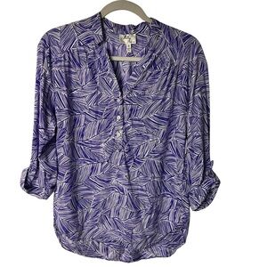 Milly of New York White and Purple Print Silk Tunic Size 0
